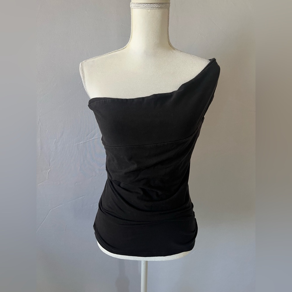 Black Asymmetrical Stretchy Off-Shoulder Top